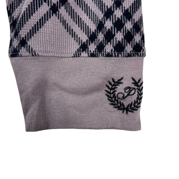 Y2K PINK Victoria’s Secret Plaid Thermal Top 2XL | Mauve Black Lounge Crest NWT - Picture 6 of 13